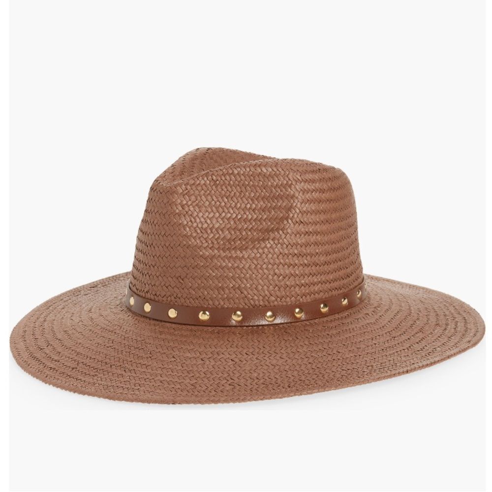 Madewell Wide Brim Straw Fedora‎ Hat, Chocolate Raisin Brown, S/M, NWT
